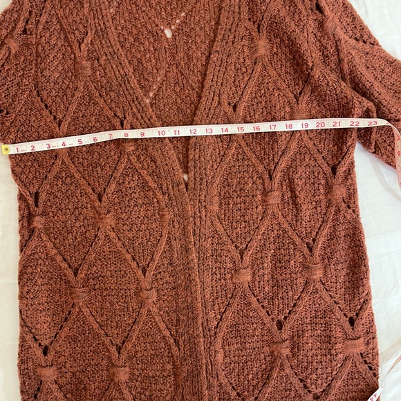 POL Rust Orange Oversized Open Knit Cardigan Boyfriend Sweater Women’s Size S - Picture 7 of 11